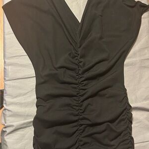 Elegant Black Ruched Women's Blouse